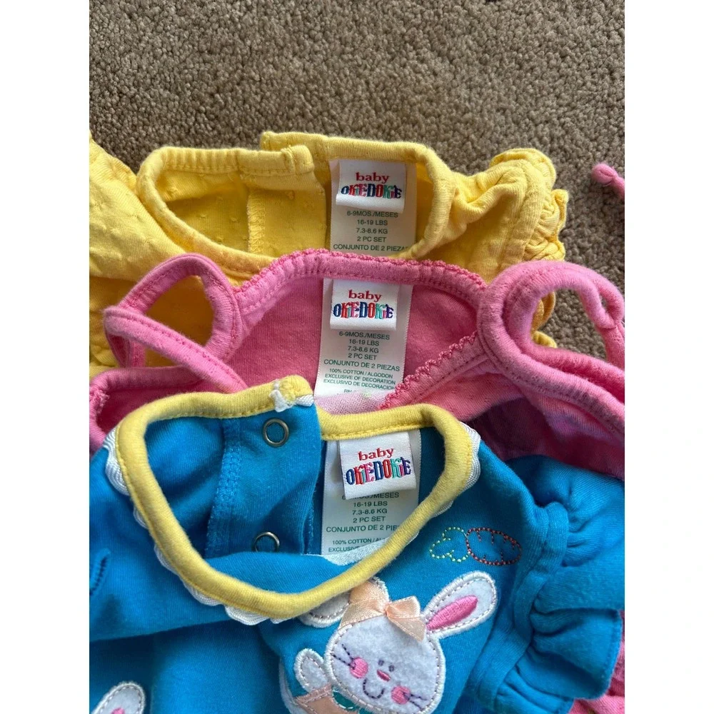 Vintage Baby Summer Lot 6-9 Months Okie Dokie Rompers Skirt Baby Buns Swimsuit